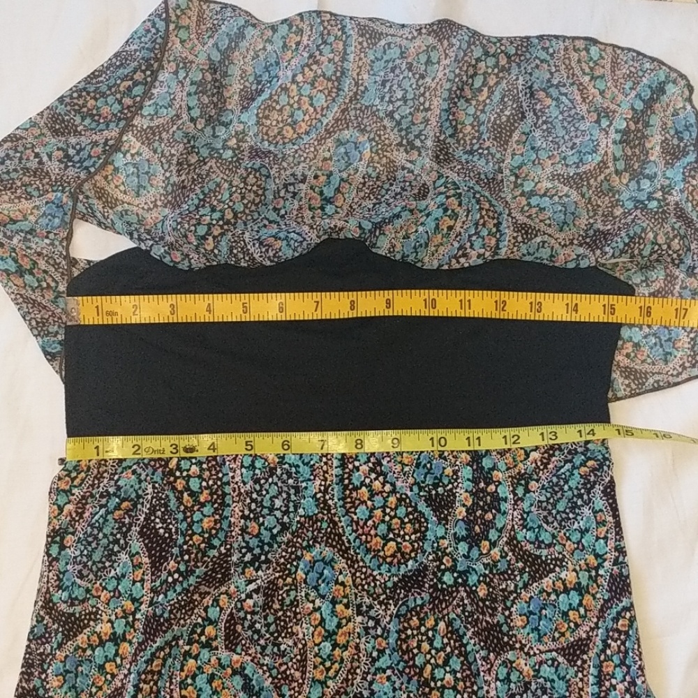 Chocolate floral with drop sleeves dress sz S - Picture 6 of 8